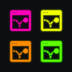 Bounce four color glowing neon vector icon