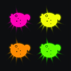 Blowfish four color glowing neon vector icon
