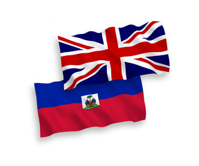 Flags of Great Britain and Republic of Haiti on a white background