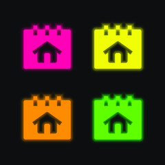 Booking four color glowing neon vector icon