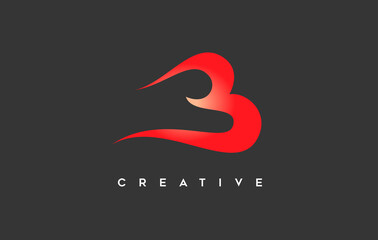 Fototapeta premium Curved Creative Letter B Logo Design with Swoosh Style Design and Orange Color on Black Background