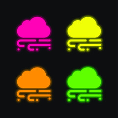 Blizzard four color glowing neon vector icon