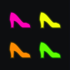 Bride four color glowing neon vector icon