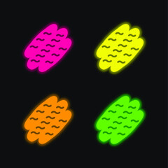 Bread four color glowing neon vector icon