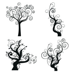 abstract trees, t-shirt design, vector, hand drawing, unique, vintage, grunge, apparel,  trendy, print