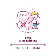 Little and no babbling concept icon. Autism sign in kids abstract idea thin line illustration. Delayed speech. Problems with making sounds kinds. Vector isolated outline color drawing. Editable stroke