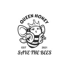 queen honey logo mascot. save the queen