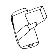 Doodle telephone.Line art hand drawn illustration.