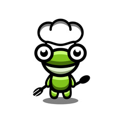Simple Mascot Vector Logo Design frog's chef