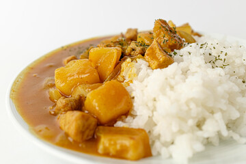 curry rice on white background