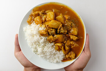 curry rice on white background