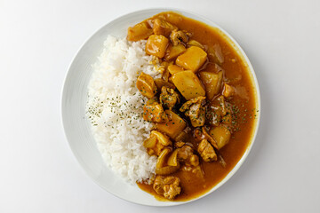 curry rice on white background