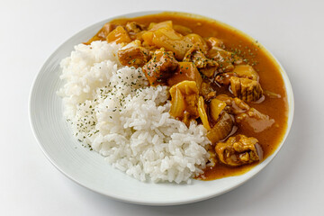 curry rice on white background