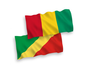 Flags of Republic of the Congo and Guinea on a white background