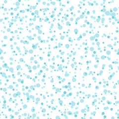 Abstract hand drown polka dots background. White seamless pattern with blue circles. Template design for invitation, poster, card, flyer, banner, textile, fabric