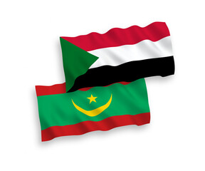 Flags of Islamic Republic of Mauritania and Sudan on a white background