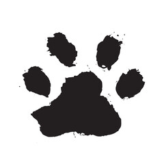 Ink Dog's Paw, Cat`s Paw, grunge style, Vector.	
