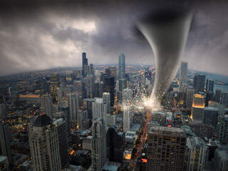 Tornado in einer Großstadt