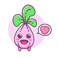 cute purple shallot onion bulb cartoon doodle vector illustration flat design style