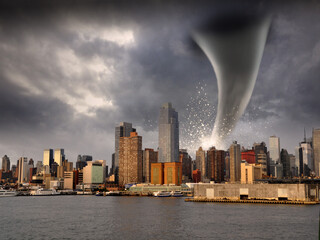 Tornado in einer Großstadt - obrazy, fototapety, plakaty