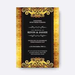 luxury wedding invitation with gold ornament