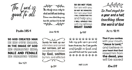 Set of Bible verses. Christian Quotes and Scripture sayings 
