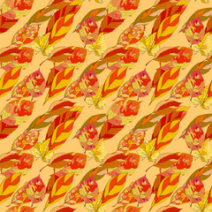 Fototapeta na wymiar A repeating pattern with autumn leaves. Suitable for fabric design, accessories, home textiles, or application backgrounds.