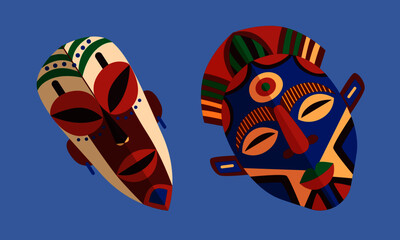 African Masks Illustration