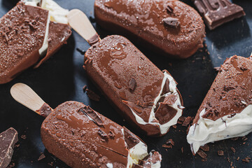 Dark chocolate ice cream with chocolate chunks
