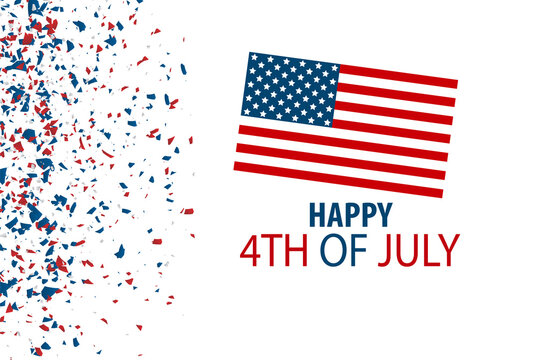 4th of July. USA flag banner background United States of America Independence Day. American national patriotic holiday design with lettering. Vector illustration.