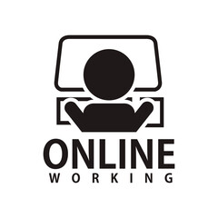 home online working icon logo vector