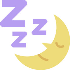 sleeping moon flat icon