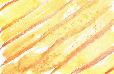 Yellow watercolor stains background with uneven edges. Rectangle watercolour texture, text frame.