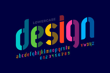 Modern lowercase style font design, alphabet letters and numbers vector illustration