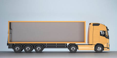 long truck with an empty body in section
