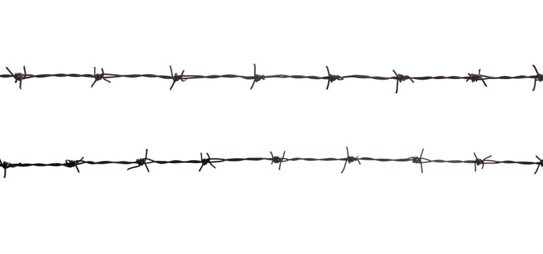 black barbed wire fence. Security, isolated