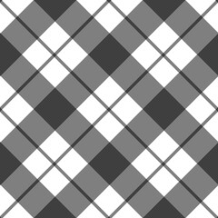 Black white seamless gingham pattern. Checkered fabric, plaid, tablecloth, napkin, textile. Square texture, simple chess seamless ornament. Tartan print, checked pattern, classic rhombus design.