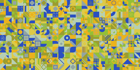 Colorful pattern with different shapes objects. Texture background for textile, print, paper, fabric background, wallpaper
