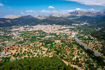 Fototapeta na wymiar view from the top of the mountain, landscape mallorca island, spain