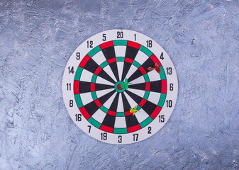 Aim goal, hitting target simply business concept. Dartboard and arrows
