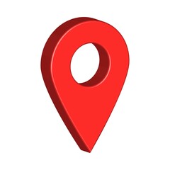 3D location pin design with red color. 3D location pin for map vector illustration. Landscape location pin in 3D style on a white background.