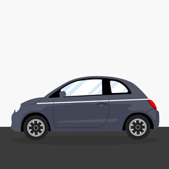 Fototapeta na wymiar mini grey car cartoon flat vector illustration