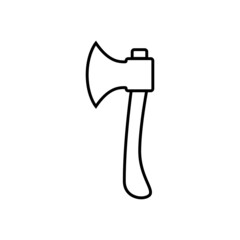 Ax icon in flat black line style, isolated on white background 