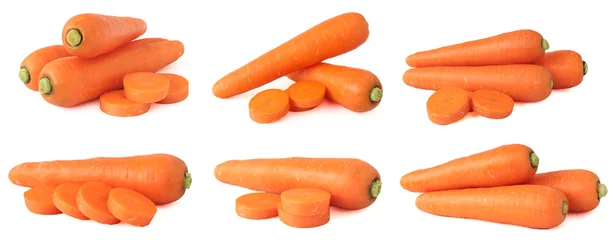 Crédence de cuisine en verre imprimé Légumes frais collection of fresh carrots isolated on white background