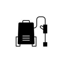 High pressure washer icon in solid black flat shape glyph icon, isolated on white background 