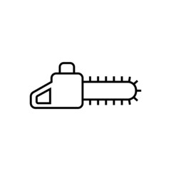 Chainsaw icon  in flat black line style, isolated on white background 