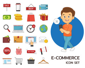 e-commerce concept flat icons