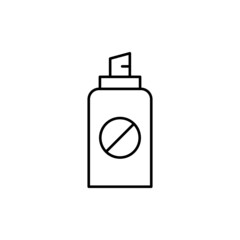 Chemical insecticide spray icon in flat black line style, isolated on white background 