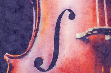 wet watercolor classical violin fade abstract wet wash close up music © ottercolordesigns