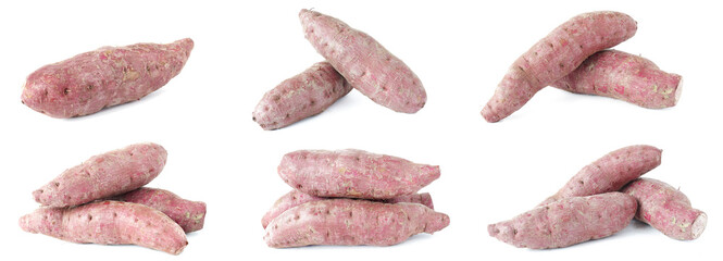 Collection of sweet potato isolated on white background